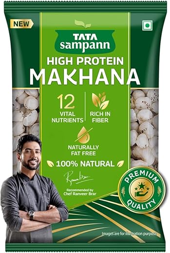 Tata Sampann High Protein Makhana (Foxnut) 200 g, Phool Makhana for Prasadam, Healthy Snacking, Fasting