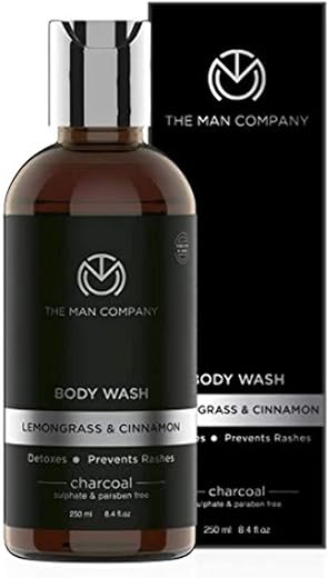 The Man Company Activated Charcoal Body Wash - 250ml | Anti Pollution Body Wash for Deep Pore Cleansing | Removes Dirt & Impurities | Acne Control Shower Gel