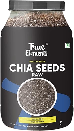 True Elements Chia Seeds 2kg - Raw Seeds for Eating | Chia seeds | Non GMO | Seeds for Weight Management | Diet Food | Rich in Fibre and Calcuim