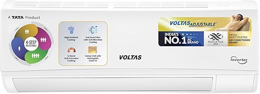 Voltas 1.5 ton 3 Star, Inverter Split AC (Copper, 4-in-1 Adjustable Mode, Anti-dust Filter,183V Vectra CAW, White)