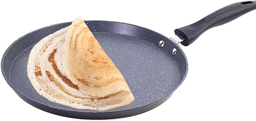Wonderchef Duralite Die-cast 28 cm Dosa Tawa | 5 Layer Healthy Duramax Non-Stick Coating | Soft Touch Handle | Pure Grade Aluminium | PFOA Free | 2 Year Warranty Grey
