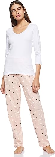 Amazon Brand - Eden & Ivy Women's Cotton Regular Fit T-Shirt and Pajama Night Suit (Night Wear | Lounge Wear Set)