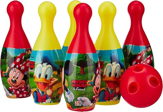 Amazon Brand- Jam and Honey Mickey Mouse Bowling Set for Kids|Indoor and Outdoor Game| with 6 Bowling Pins and a Ball|Fun Game| for The Kids 3 Years+