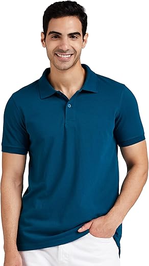 Amazon Brand - Symbol Men's Cotton Rich Solid Polo Tshirt | Collar Tshirts | Half Sleeves | Plain-Regular Fit (Available in Plus Size and Combo Pack of 2)