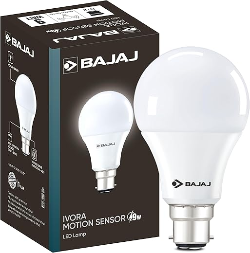 Bajaj Ivora Motion Sensor LED Lamp 9W CDL B22 | 5 Star Rated | Energy Efficient & Motion Sensor Operation | Wide Operating Voltage | 1 Year - Warranty (Pack Of 1, White)