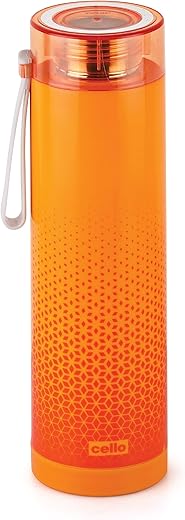 CELLO Puro Steel-X Hummer 900 | BPA Free | Leak Proof and Break Proof | Keeping Content Cold for Long | Best Usage for Office, School, College, Home, Fridge | Orange
