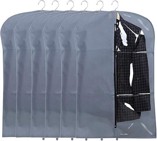 Kuber Industries 6 Pieces Half Transparent Non Woven Men's Coat Blazer Suit Cover (Grey)