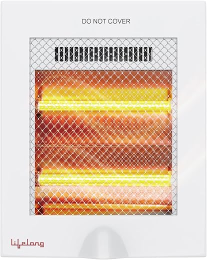 Lifelong Regalia 800 Watts Quartz Room Heater for Home with 2 Power settings, ISI Certified, 2 Rod Heater for Room |Cord Length 1.5 Meter| 1 Year Manufacturer's Warranty (LLQH922, White)