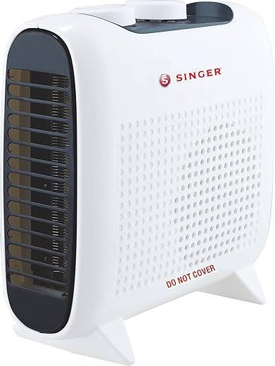 SINGER Magwave Fan Heater 2000 Watts for Room in Winters with Cool Touch Body and Adjustable Thermostat and Thermal Cut-out – White