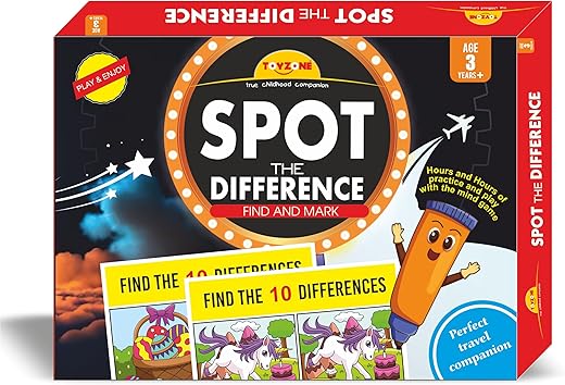 Toyzone Spot The Differences | Find The Difference Game | Brain Early Learner Educational Game | Great for Home, Road Trip, Travel, Camping - Best Gift for Kids Ages 3+