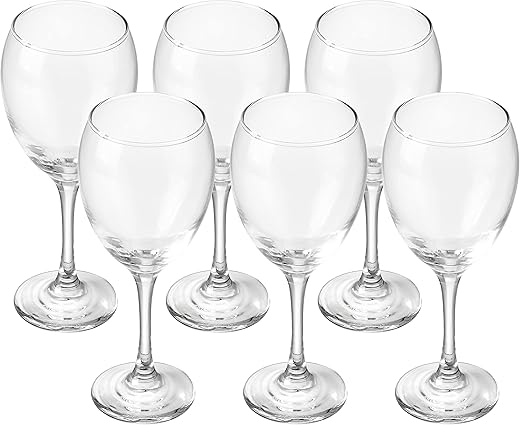 Amazon Brand - Solimo Wine Glass Set, 325ml, Set of 6, Transparent