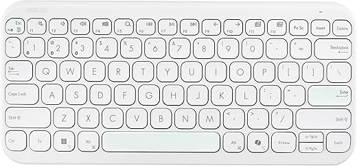 ASUS Marshmallow KW100 Wireless Keyboard – Iridescent White | Silent Scissor Keys, Compact Design, 2-Year Battery Life, Compatible with Windows/Mac/Chrome/iOS/with Dedicated Copilot Key