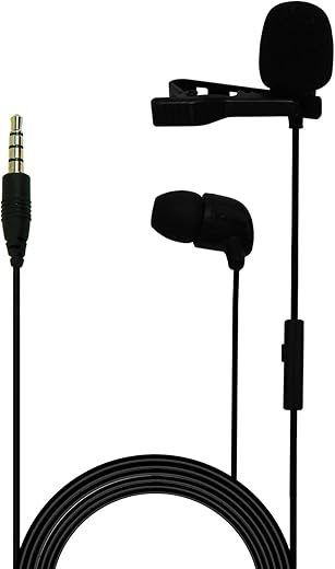 CSLM30 Auxiliary Omnidirectional Lavalier Microphone with Earphone for Calls, Conferences and Monitoring