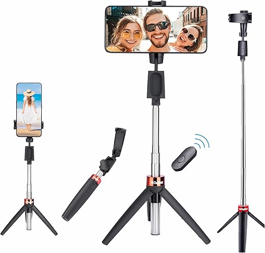 DIGITEK® (DTR-210SS) 68cm Portable Selfie Stick with Wireless Remote, 3 Legs Tripod Base, Rubberized Feet, 1 Kg Max Weight Load, 360° Rotation, Compatible with All Smartphones Photography, Videography