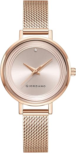 Giordano Fashionista Collection Stylish Analogue Watch for Women | Unique Design with Color Variant Mesh Metal strap | Ladies Wrist Watch to Compliment Your Look Ideal Gift for Women’s |Girls - GD4067