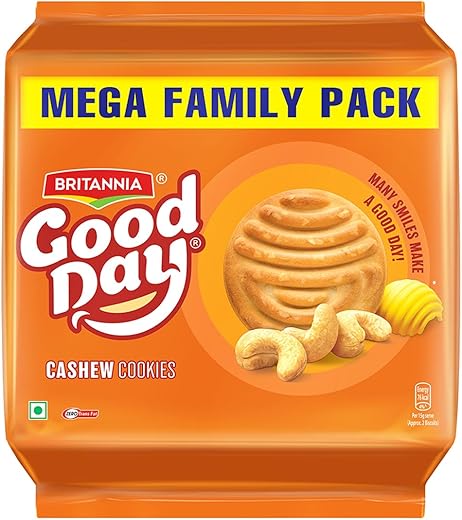 Good Day Britannia Cashew Cookies, 905 g , 10N*82.7= 827 g (Weight May Varie)