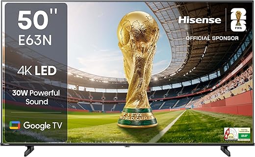 Hisense 126cm (50 inches) E63N Series 4K Ultra HD Smart Google LED TV 50E63N