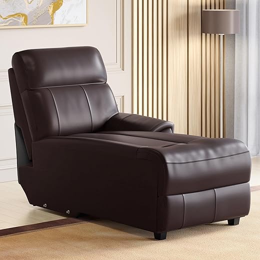 Home Centre Stockholm Half Leather 1-Seater Push Back Lounge Recliner - Brown