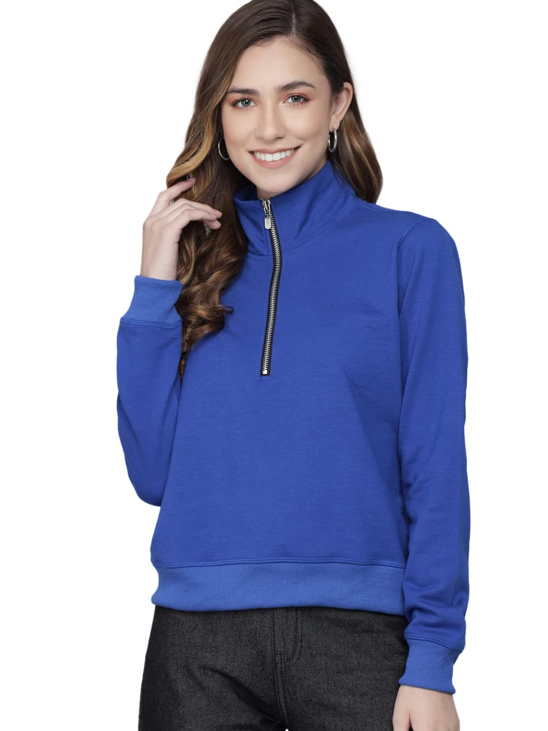 KOTTY Women Baby PinkFull Sleeve Printed Sweatshirt