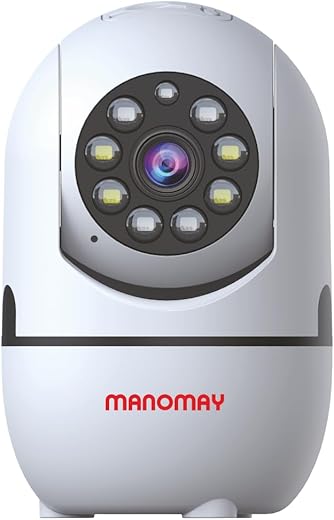 MANOMAY Bot Pro 2MP Smart CCTV Wi-fi Home Security Camera with Color Night Vision | Pan Tilt 360° View | 2 Way Talk | Baby Pet Monitoring | Motion Detect Tracking | Supports SD Card Up to 256 GB