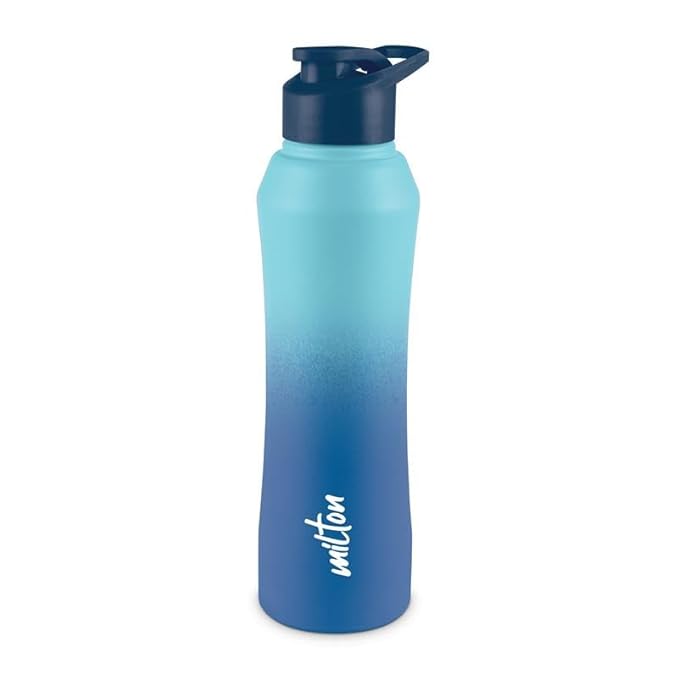 MILTON Comet 1000 ISI Certified Stainless Steel Water Bottle I Leak Proof I Rust proof I Single Walled I Ideal for Office, School, Home, Gym, 1000 ml, Light Blue & Dark Blue
