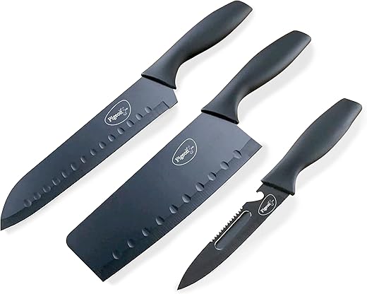 Pigeon by Stovekraft Edge High Grade Stainless Steel 3 Pcs Kitchen Knife Set| Black