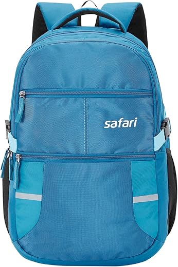 Safari Omega Spacious/Large 5 Compartment Laptop Backpack With Raincover, College Bag, Travel Bag For Unisex, Teal, 30 Litre
