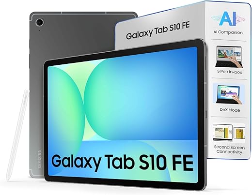 Samsung Galaxy Tab S10 FE, S Pen in-Box, 27.7 cm (10.9 inch) Display, AI Writing, Desktop Mode, Pre Loaded Pro Apps, 8 GB RAM, 128 GB Storage, Wi-Fi Tablet, Gray