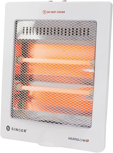 SINGER Heat Glow Plus 800W Compact Silent Room Heater with 2 Heating Modes | Tip-Over Safety Switch | Noiseless Operation | 1-Year Warranty