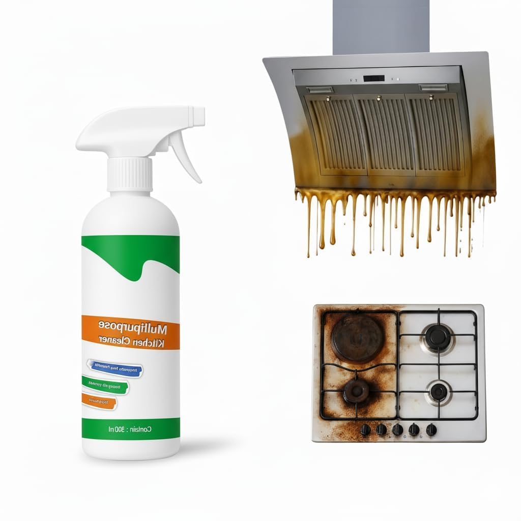 500ML Kitchen Cleaner Spray Oil & Grease Stain Remover For Gas Stove, Chimney BBQ Exhaust Fan Non-Flammable Magic Degreaser Liquid Spray for Grill & Home glow all surface cleaner spray (Pack of 1)