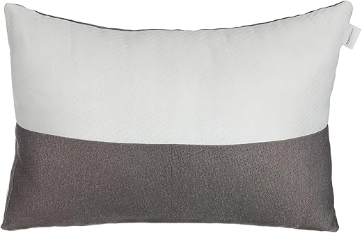 amazon basics Hollow Fiber Sleeping Pillow with Zip | Soft and Fluffy | Premium Soft Spun Polyester Outer Cover | Adjustable Height | White and Brown - 27 x 16 inch (Pack of 1)