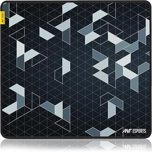 Ant Esports Prism Mouse Pad with Anti-fray Stitching, Waterproof Surface & Non-Slip Rubber Base with Stitched Edges Gaming Mouse Mat for Laptop, Compatible with Laser and Optical Mice – Black