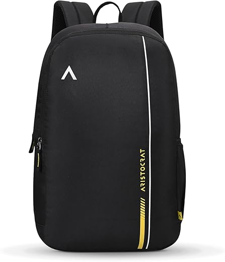 Aristocrat Nova 15L Laptop Backpack for Men & Women with Bottle Pocket | Padded Shoulder Straps, Multi Compartments | Travel & College Bag | Dark Black