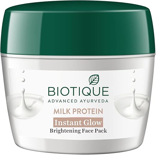 Biotique Milk Protein Instant Glow Brightening Face Pack For All Skin Types, 175gm