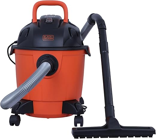 BLACK+DECKER BDWD18-IN Corded Wet & Dry Vacuum Cleaner for Home,1200 Watts,18L Tank Capacity, 16.5 kPA Suction Power, 5m Cable, Blower Function, Cartridge Filter, for Home Use, Orange