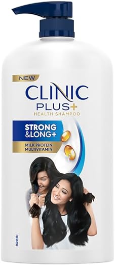 CLINIC PLUS Strong & Long Shampoo, 1 LTR, for Hair Growth and Strength, with Milk Proteins & Multivitamins, Strengthening Formula
