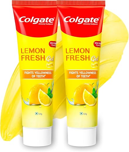 Colgate Lemon Fresh Gel Toothpaste | Tooth Paste Fights Yellowness of Teeth | Colgate Paste Toothpaste with New Fresh Flavor (240gm)