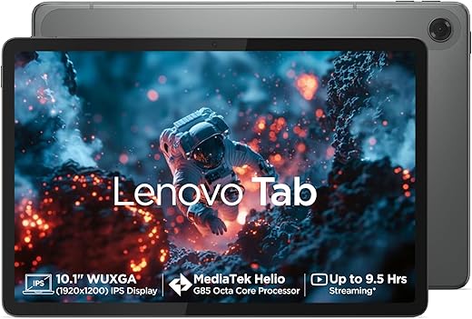 Lenovo Tab| 10.1" Display| 4G (LTE) + Wi-Fi (Calling)| 4 GB RAM + 64 GB ROM (Expandable up to 1 TB)| Metal Body| Dual Speakers with Dolby Atmos| Android 14| Color: Luna Grey