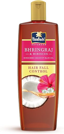 Parachute Advansed Bhringraj & Hibiscus enriched Coconut Hair Oil| Reduces Hair Fall| Helps Promotes Hair Growth|Up to 10x Less Hair Fall|For Healthy Scalp For Men & Women| Thicker & Stronger Hair| Suitable for All Hair Types |300ml