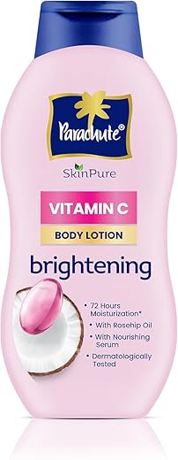 Parachute SkinPure Body Lotion with Vitamin C & Virgin Coconut Oil | Brightening Daily Moisturizer for Glowing Skin | Long-Lasting Hydration | Chemical-Free | Safe for All Skin Types | 400 ml