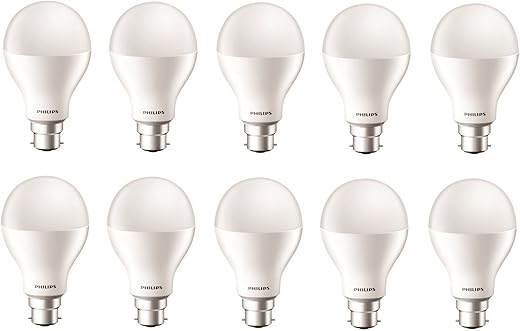 Philips Base B22 17-Watt Glass LED Bulb (Pack of 10, Cool Day Light)