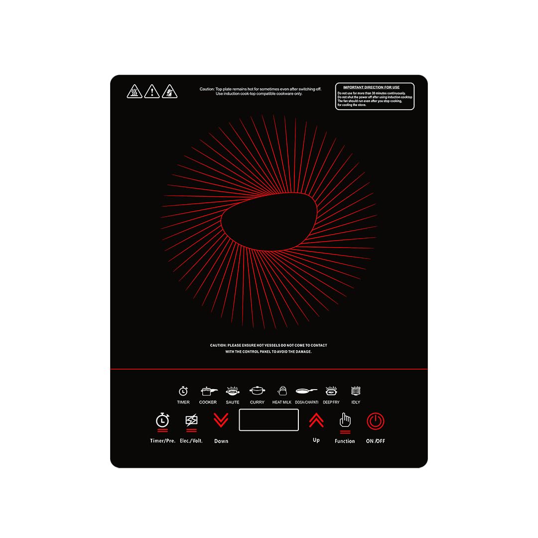 Pigeon By Stovekraft Acer Plus 1800 Watt Induction Cooktop with Feather Touch Control, Induction Stove comes with 7 Preset Menus, Timer and Auto-Shut Off features (Black)