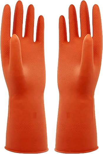 Robustt Heavy Duty Rubber Hand gloves (1 Pair) for Dishwashing, gardening, kitchen cleaning