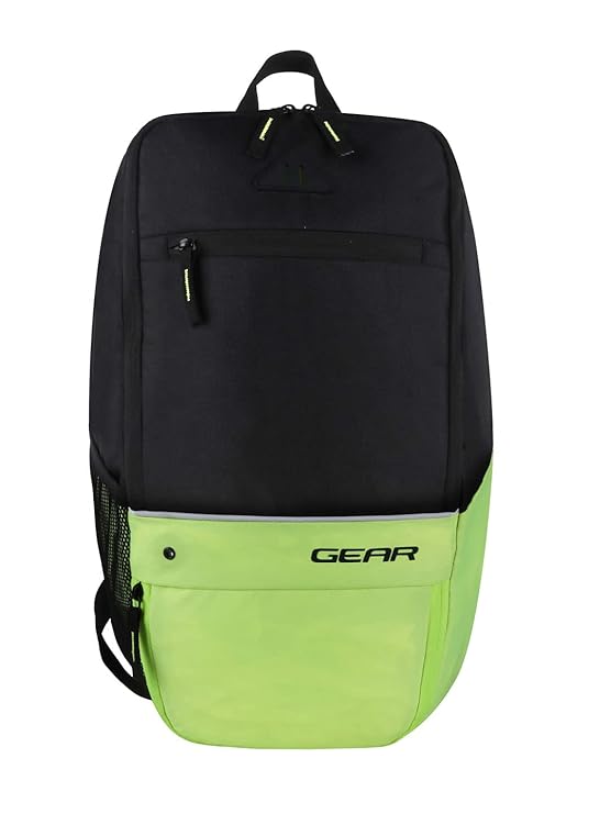 Gear SUPERIOR XL 17L Samll Water Resistant School Backpack/College Bag/Sports Bag with Shoe Compartment for Men/Women (Black-Fluroscent Green)