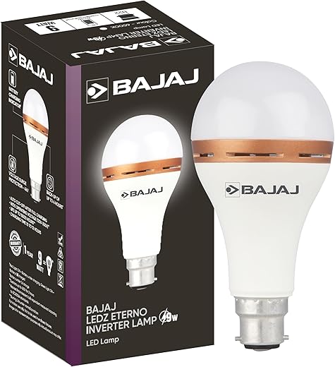 Bajaj LEDZ Eterno Inverter Lamp 9W CDL B22 | Long Life | 5 Star Rated | Voltage Surge Protection | Wide Range Operation | Energy Efficient |1 Year - Warranty (Pack Of 1, White)