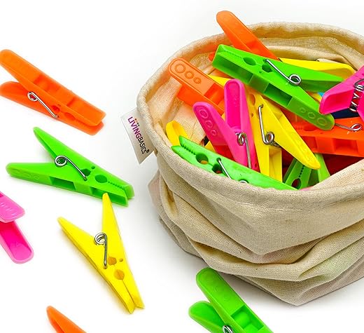 LivingBasics Heavy Duty Rust Free Cloth Peg/Clothes Clip/Cloth Drying Pins/Pegs for Hanger/Rods/Ropes/Drying Clothes (24 Cloth Clip for Cloth Drying Stand) (M012)