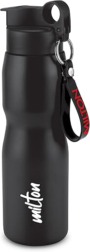 MILTON Grit 750 Stainless Steel Water Bottle 750 ml, Single Walled, ISI Certified I Leak Proof Lid, Rust Proof I For School, Office, Gym I Black