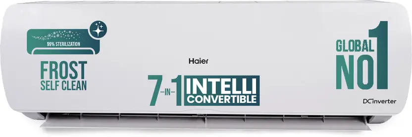 Haier 2025 Model 1.5 Ton 3 Star Split Inverter Intelli-Convertible 7 in1 ConvertibleHD Filter, Frost Self Clean, Upto 20 M air Flow, Hyper PCB AC (HSU17VP-POW3BN-INV(HS17VP-POW3BN-INV� / HU17VP-POW3BN-INV ), White)