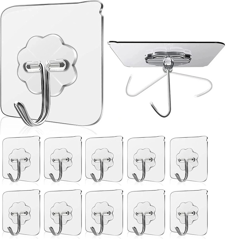 Shalvi Adhesive Hooks for Wall, Sticky Wall Hook for Hangers,Bathroom hangings Hook 50(Pack of 50)