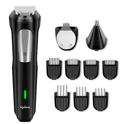 Lifelong All in One Trimmer for Men | 12-in-1 Shaving Kit for Man | Precision Multi Razor Beard, Nose, Body, Private Parts | Full Body Shaver | Best Grooming Gifts | 7Combs | 120Min Runtime | 9000RPM